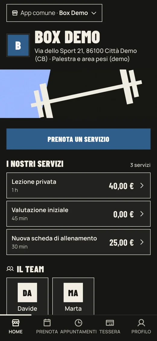 App azz! fit: home di una palestra